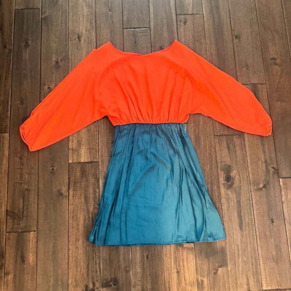 Jealous Tomato Colorblock Dress Size M Orange and Teal